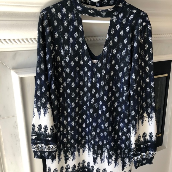 WAYF Blue Navy Border Print Women's Dress - Picture 3 of 4